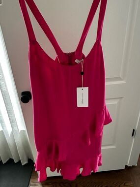 Lovers + Friends Hot Pink Satin Slip Mini Dress Women's S | NWT Party Dress